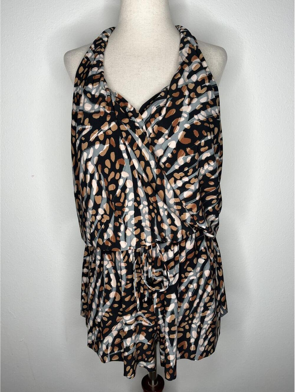 NWT Magicsuit Women's Black Animal Print One-Piece Romper Swimsuit Size 12